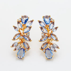 Water Drop Light Purple Stone Women 585 Rose Wedding Earrings