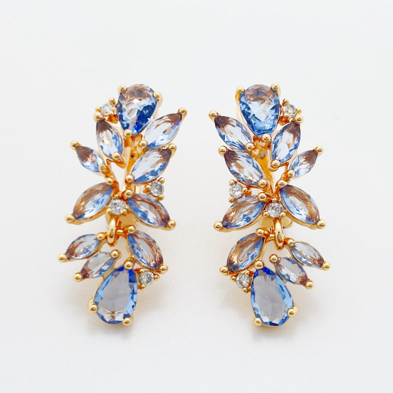 Water Drop Light Purple Stone Women 585 Rose Wedding Earrings