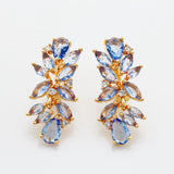 Water Drop Light Purple Stone Women 585 Rose Wedding Earrings
