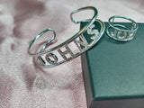 Personalized Name Bracelet and Ring Set - Gift for Women - Bangles Jewelry