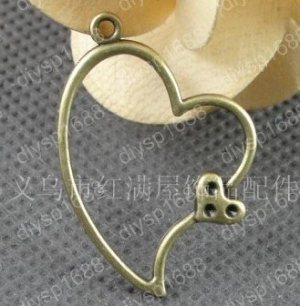 100pc Antique Bronze Heart Shape Charms Pendants 36*26MM