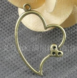 100pc Antique Bronze Heart Shape Charms Pendants 36*26MM