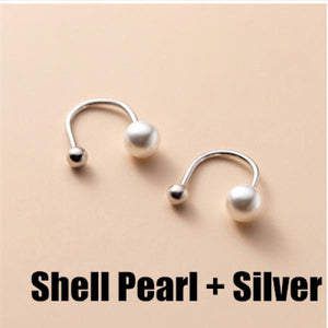 925 Silver Pearl Hoop Earrings Women Girls Jewelry