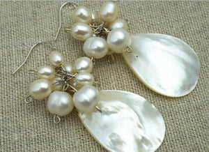 Freshwater Pearl Earrings S925 Sterling Silver Dangle Earrings