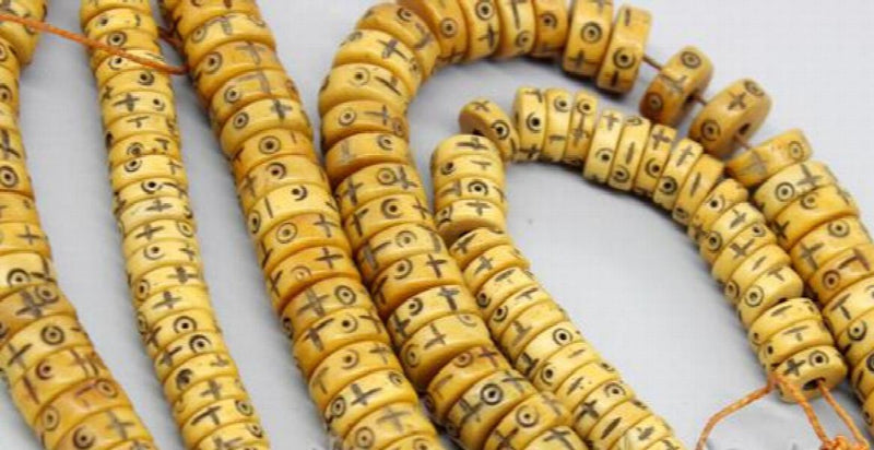 Natural Bovine Bone Beads Carved Cross Tibetan Spacer DIY Jewelry