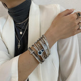 Zircon Silver Bangles for Women