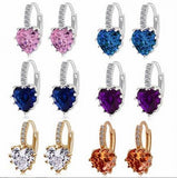Heart Stone Zircon Crystal Diamond Earrings