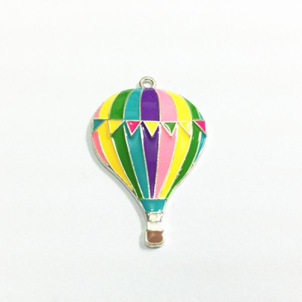 10pcs Silvery Plated Enamel Fire Balloon Pendant For Kids Jewelry