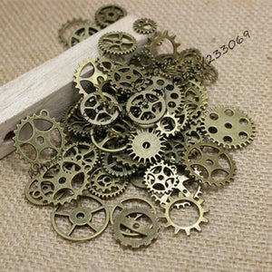 100pcs Vintage Steampunk Charms Gear Pendant Antique Bronze DIY Metal Jewelry
