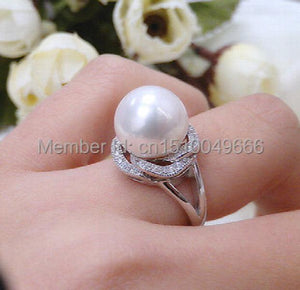 AAAA AAAA Shell Pearl Ring Jewelry 11-12mm Size 11-12