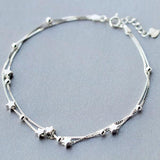 Double Chain Star Pendant Anklet Beaded Foot Jewelry