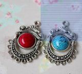 5PCS Red Antique Silver Boho Tribal Chandelier Earring Findings 31*21mm