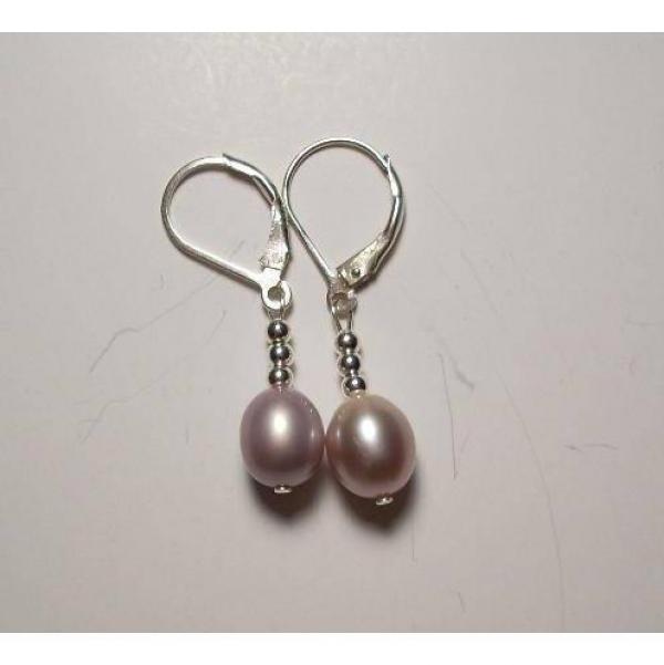Pink Oval Freshwater Pearl Dangle Earrings 925 Silver Hooks