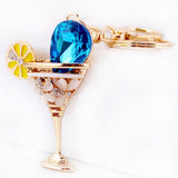 Crystal Wineglass Keychain Women Gift Charm Metal Accessories Car Key Chain