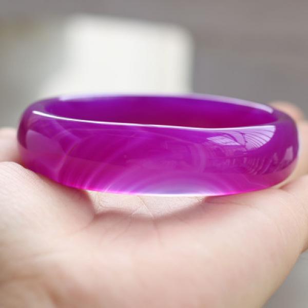 Zheru Agate Chalcedony Purple Bracelet 54-62mm Gift