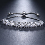Leaf Charm Zirconia Box Chain Bracelet For Women