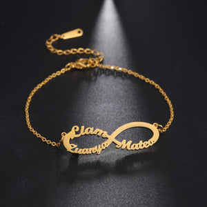Sipuris Name Bracelet Infinity Stainless Steel Adjustable Bracelet For Women