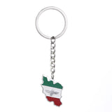 Stainless Steel Iran Map Pendant Necklace Keychain Iranian Jewelry