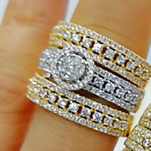 3-in-1 Stackable Wedding Rings for Women Bridal CZ Accessories