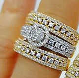3-in-1 Stackable Wedding Rings for Women Bridal CZ Accessories