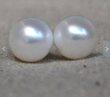 Freshwater Pearl Stud Earrings 12-12.5mm Silver Jewelry