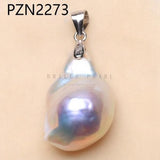 925 Silver Sterling Natural Baroque Pearl Pendant Necklace Retro Clasp PZN
