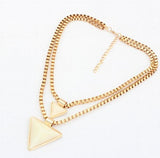 Triangular Geometry Double Necklace Statement Necklaces