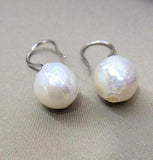 Baroque Real Pearl Fish Hook Sterling Silver Charming Women's Fine Jewelry
