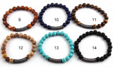 8mm Stone Bead CZ Pave Bar Bracelet