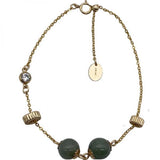 Adjustable 14k Filled Chain Link Bracelet with Emerald Jade for Women Girls