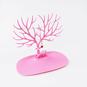 Pink Jewelry Stand Display Tower Earring Holder Necklace Organizer