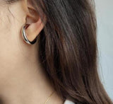 Thick Hoop S925 Sterling Silver No Pierced Ear Clip Earring