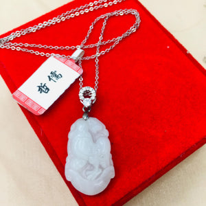 Burmese Ajadeite Zodiac Pendant with 925 Silver Necklace