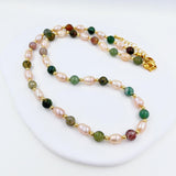 Natural Stone Baroque Pearl Necklace Agate Bead Charm Jewelry
