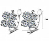 925 Silver Moissanite Diamond Clover Ear Cuff Clip Earring