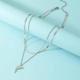 Dolphins Pendant Necklace Stainless Steel for Women