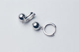925 Silver Polished Lucky Ball Loop Huggie Earrings