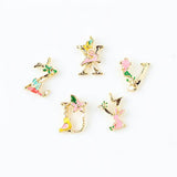 100pcs 18mm Floral English Alphabet Alloy Pendant
