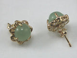 Charming Light Green and Black Jade Stud Earring