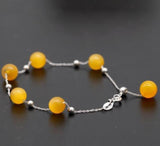 925 SS Silver Bangle with 8mm Yellow/Pink/Blue Sand Opal Crystals