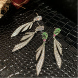 Silver Leaf Earrings Long Tassels Dangle Earrings