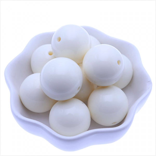 20mm Ivory Cream Loose Charms Chunky Bubblegum Solid Acrylic Beads 100Pcs
