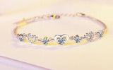 925 Silver Bracelet Sweet Style Chain Crystal Linked Women