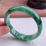 Zheru Jewelry Natural Burmese Jade Green Flower Bracelet 54-64mm