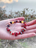 Scorpio Women Bracelet Rhodonite, Coral Stone, Opal Stone, Citrine,Amethyst