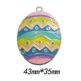 10pcs/lot Enamel Striped Easter Egg Pendant For Chunky Jewelry