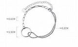 925 Sterling Silver 2Rows White Open Circle Beads Bracelet
