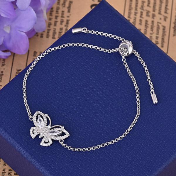 Adjustable Butterflies Bracelets for Women Crystal Charm Wedding Bracelet Femme