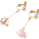 Harajuku Clip-on Earrings for Women - Sweet Stars and Clouds Design