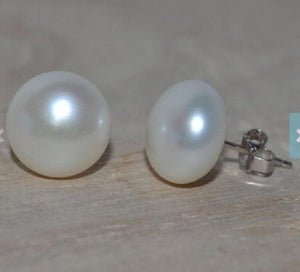 AA 8.5-9MM Natural Freshwater Pearl Earrings S925 Silver Stud